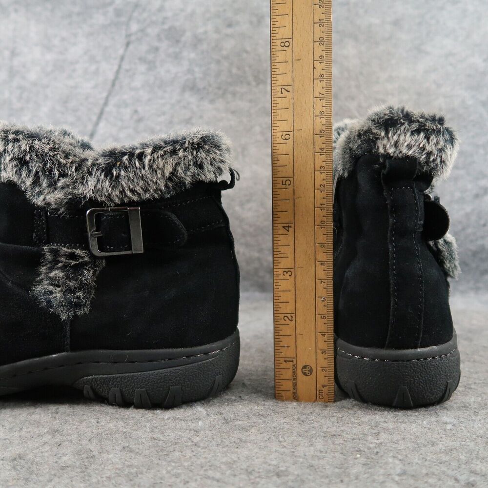 Khombu Shoes Womens 7 Booties Winter Lindsey Leather Faux Fur Buckle Strap Zip - Picture 6 of 15